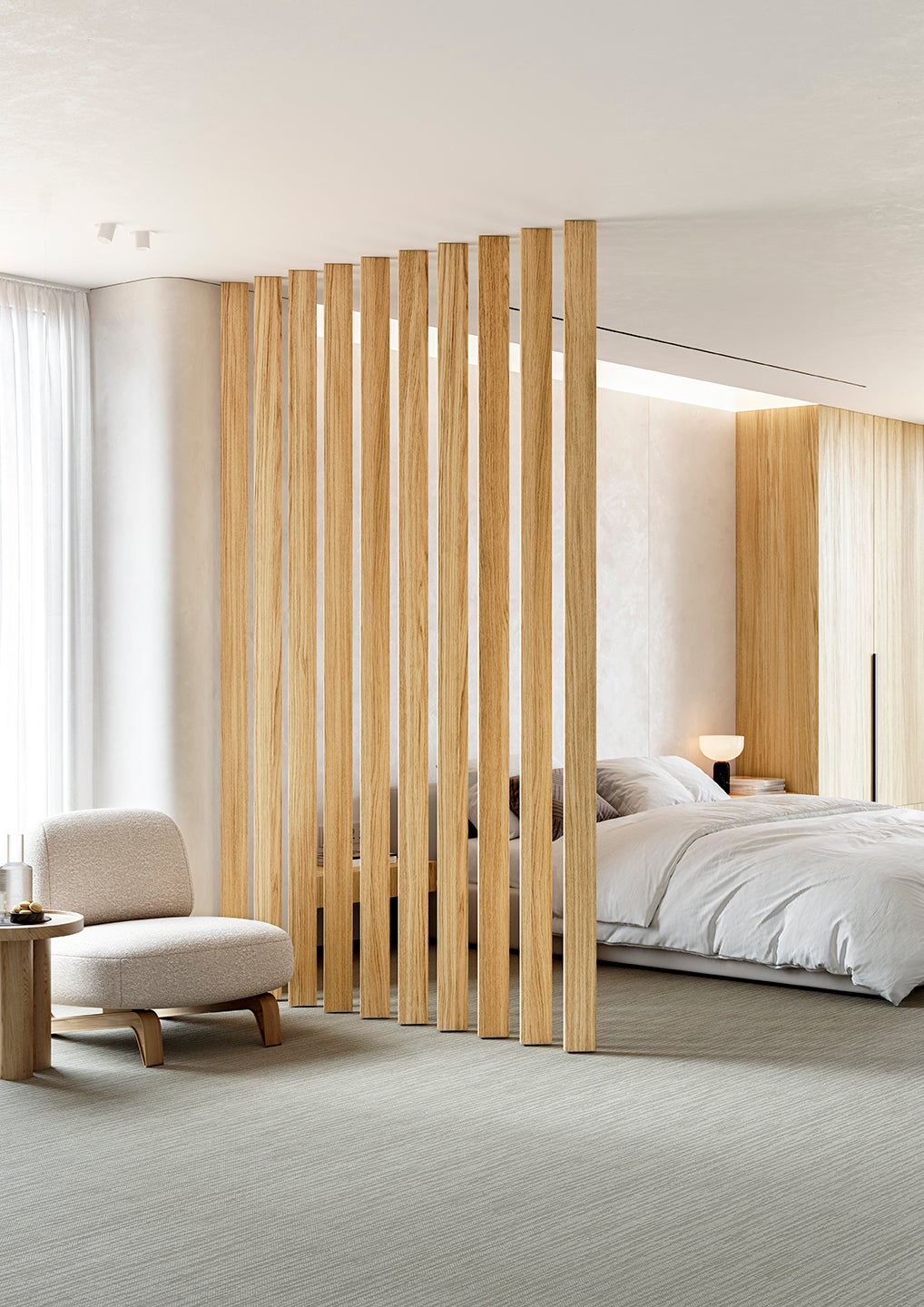 Astrata Slats - Natural Oak - hotel room - wood veneer - interior design
