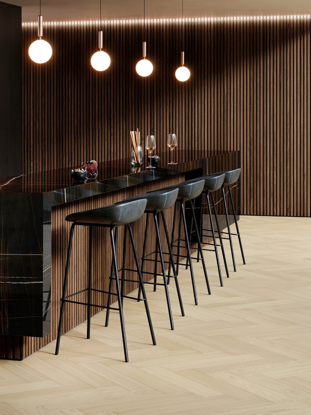 Shinnoki - coustics - interior design bar - wood veneer - pure walnut