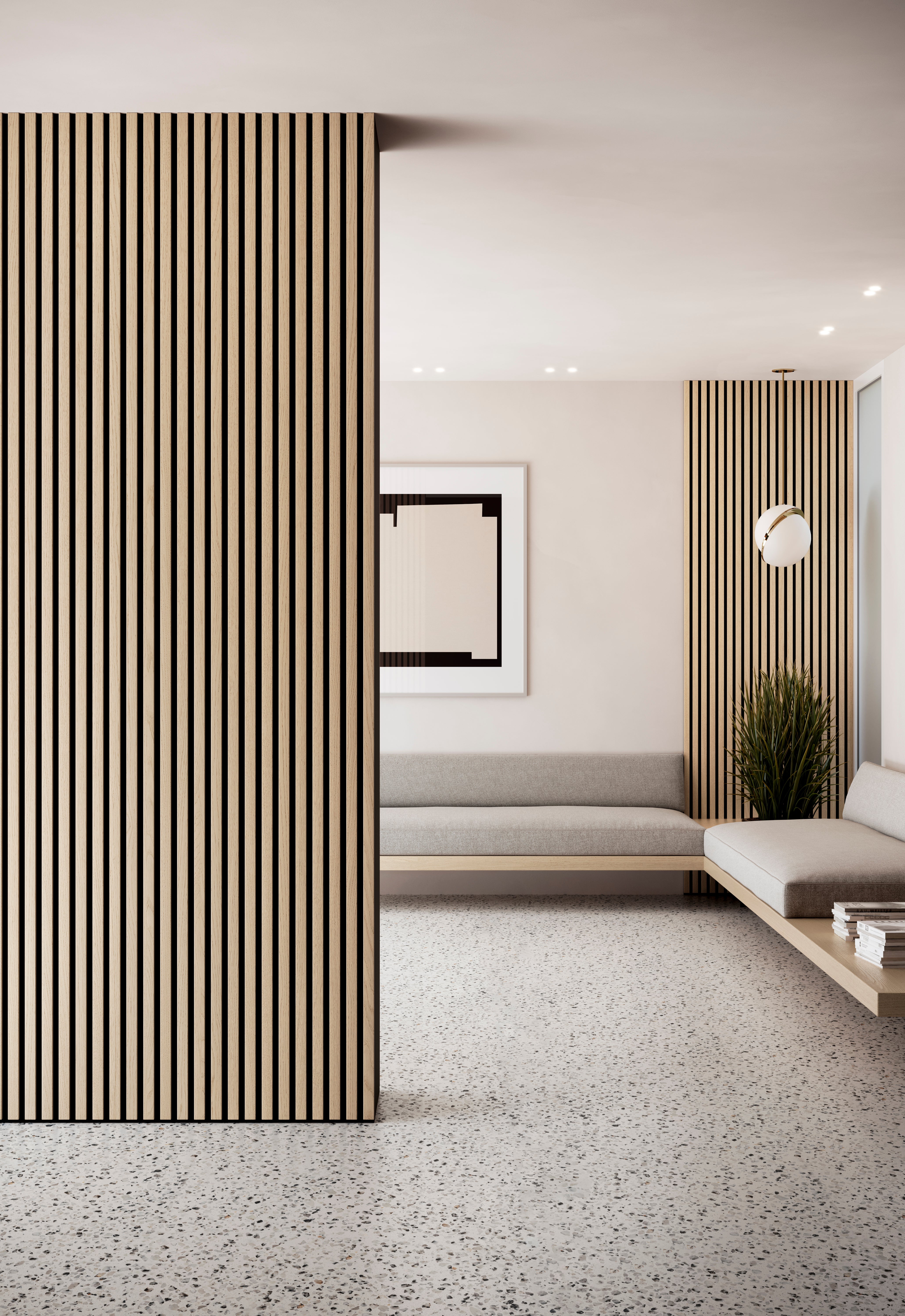 Astrata Coustics dans la salle d'attente design intérieur - Desert Oak