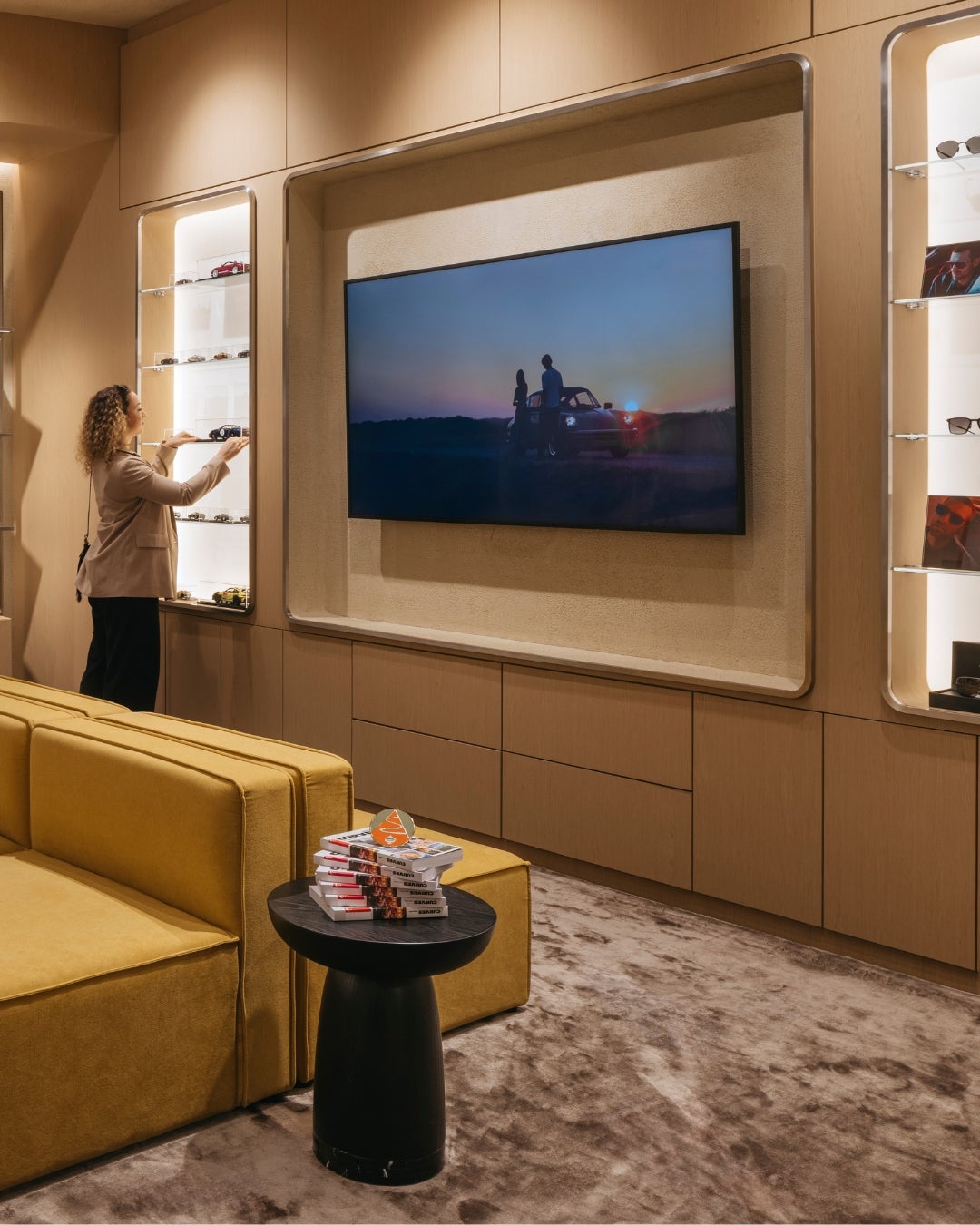 Porsche retail store Singapore - wood veneer - Shinnoki Ivory Oak - Decospan