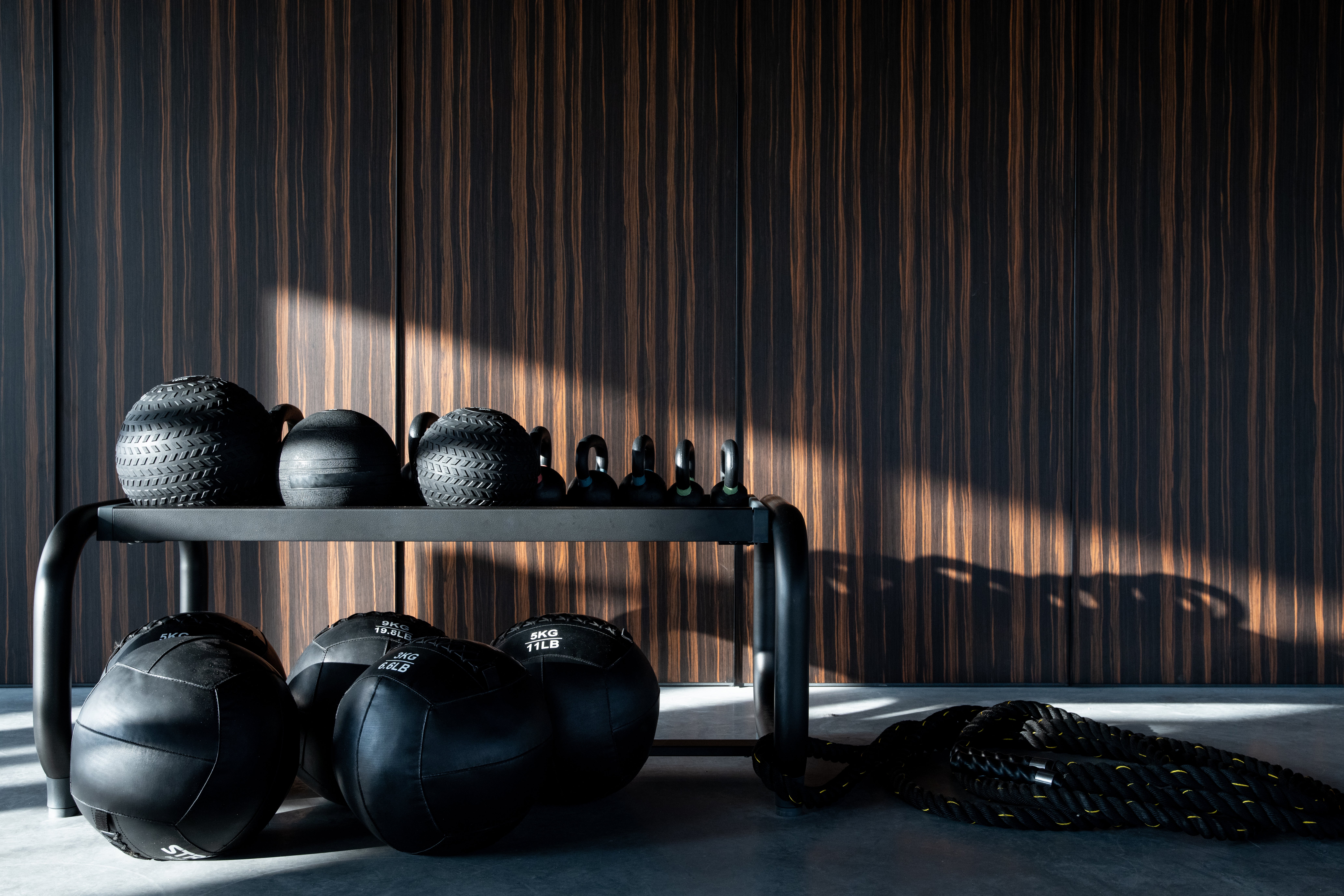 Decospan - wooden gym wall - gym wall wood - gym interior - gym wall - infinite wood corvus ebony