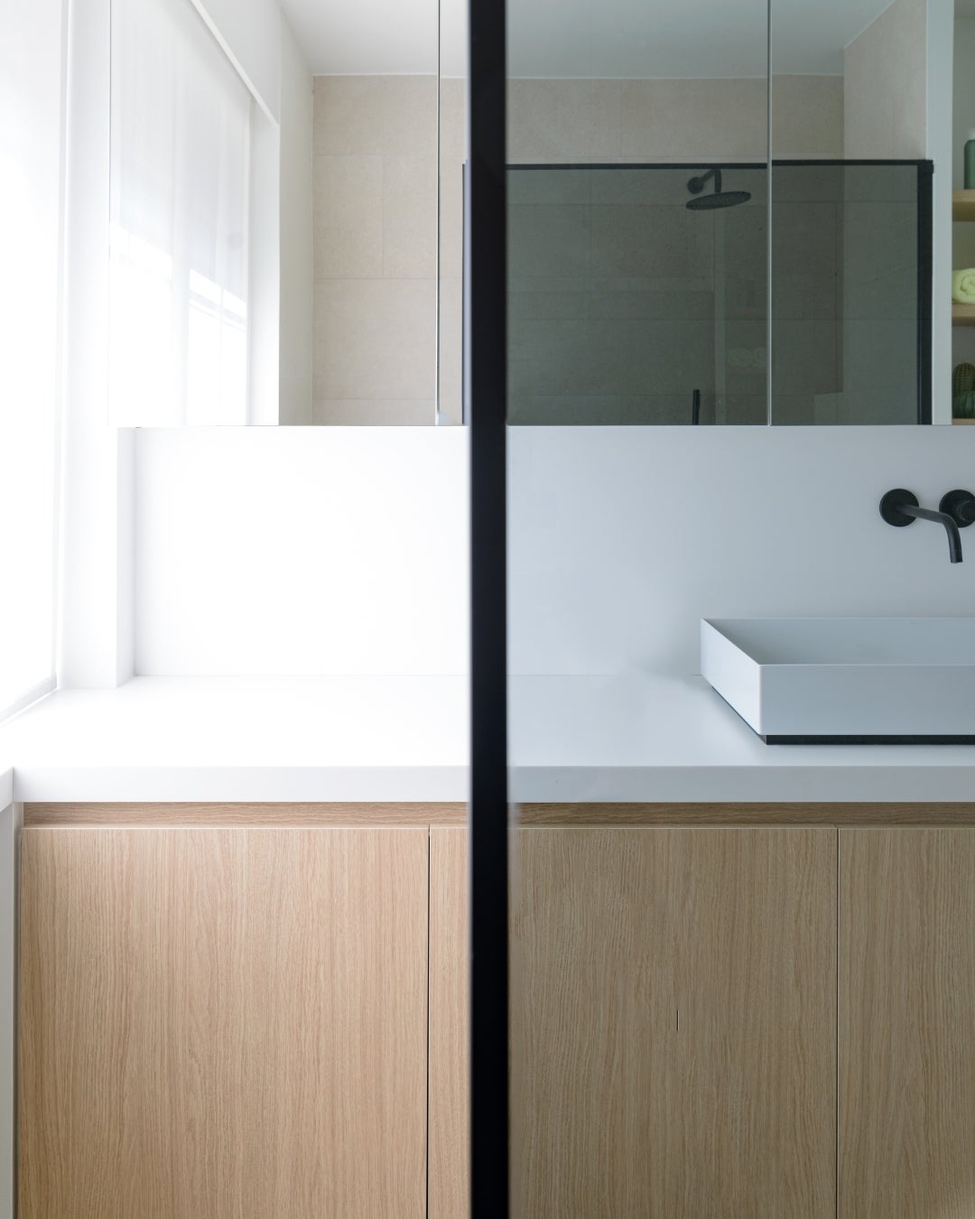 Bathroom - wood veneer - Querkus Natura Adagio - cabinetry - detail