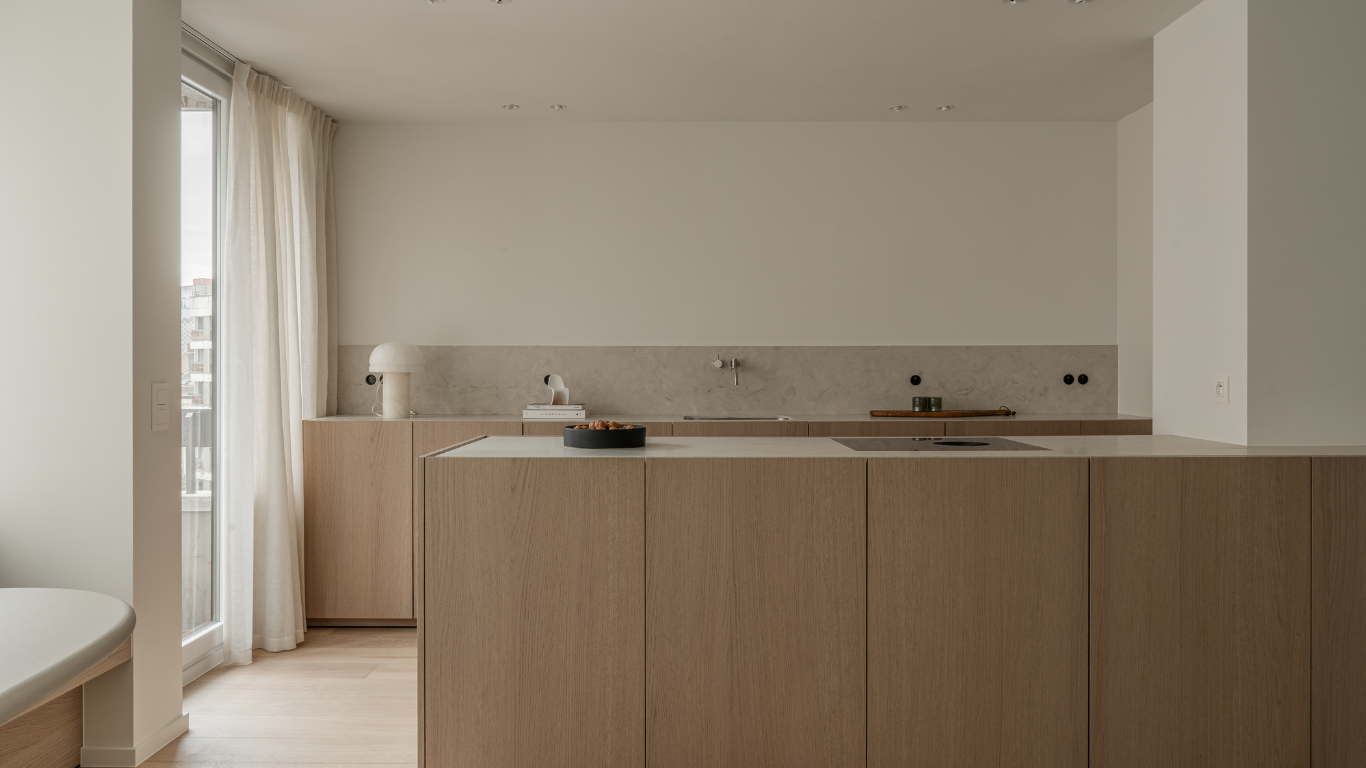 Appartment kitchen space with Shinnoki Manhattan Oak