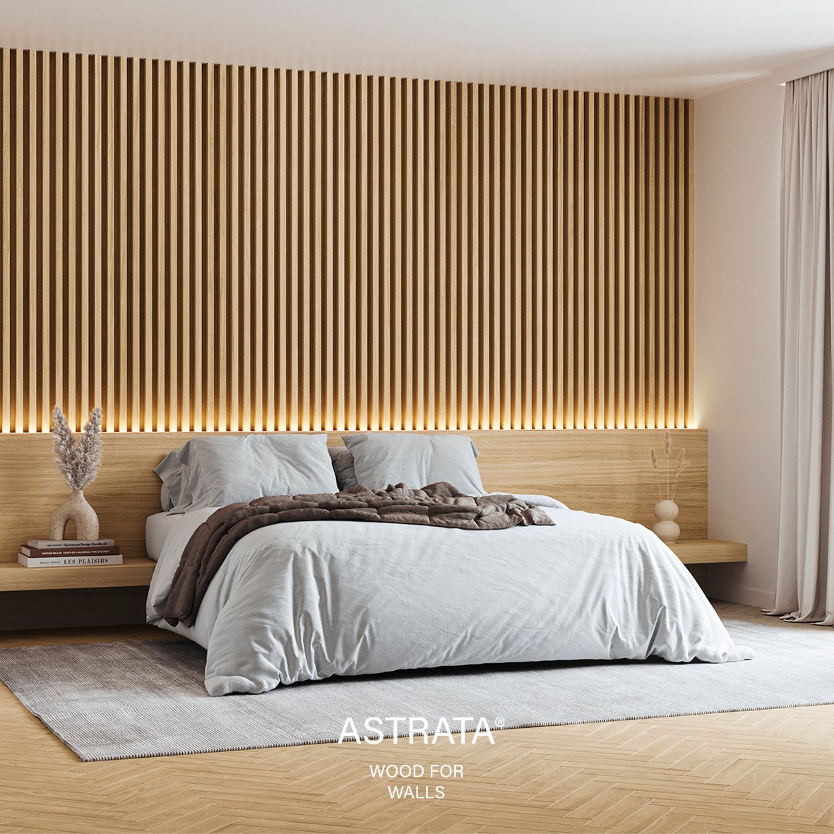 Badroom - wood veneer - Astrata Slats - wood for walls