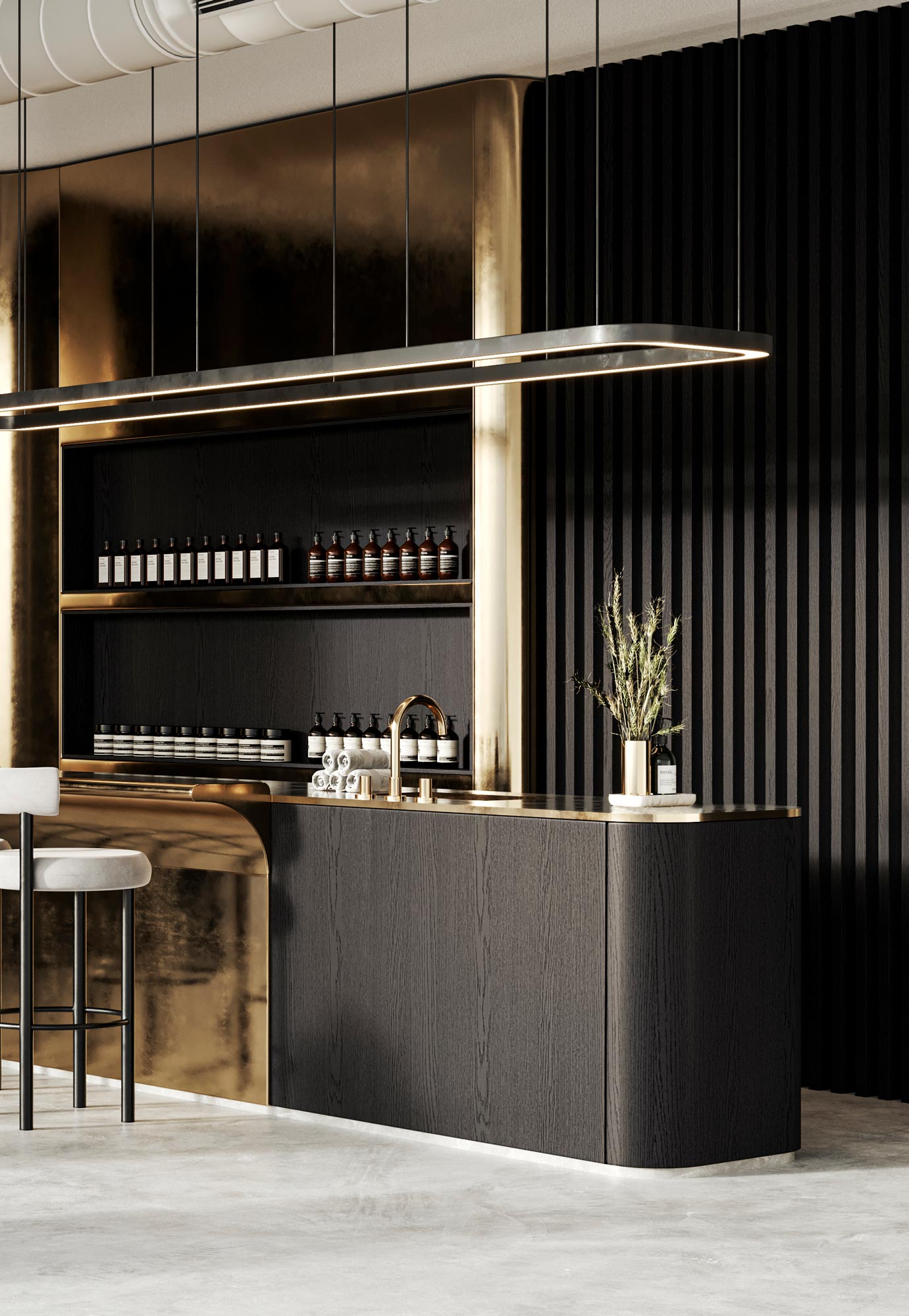 Shinnoki fineerhouten panelen - raven oak - schoonheidssalon