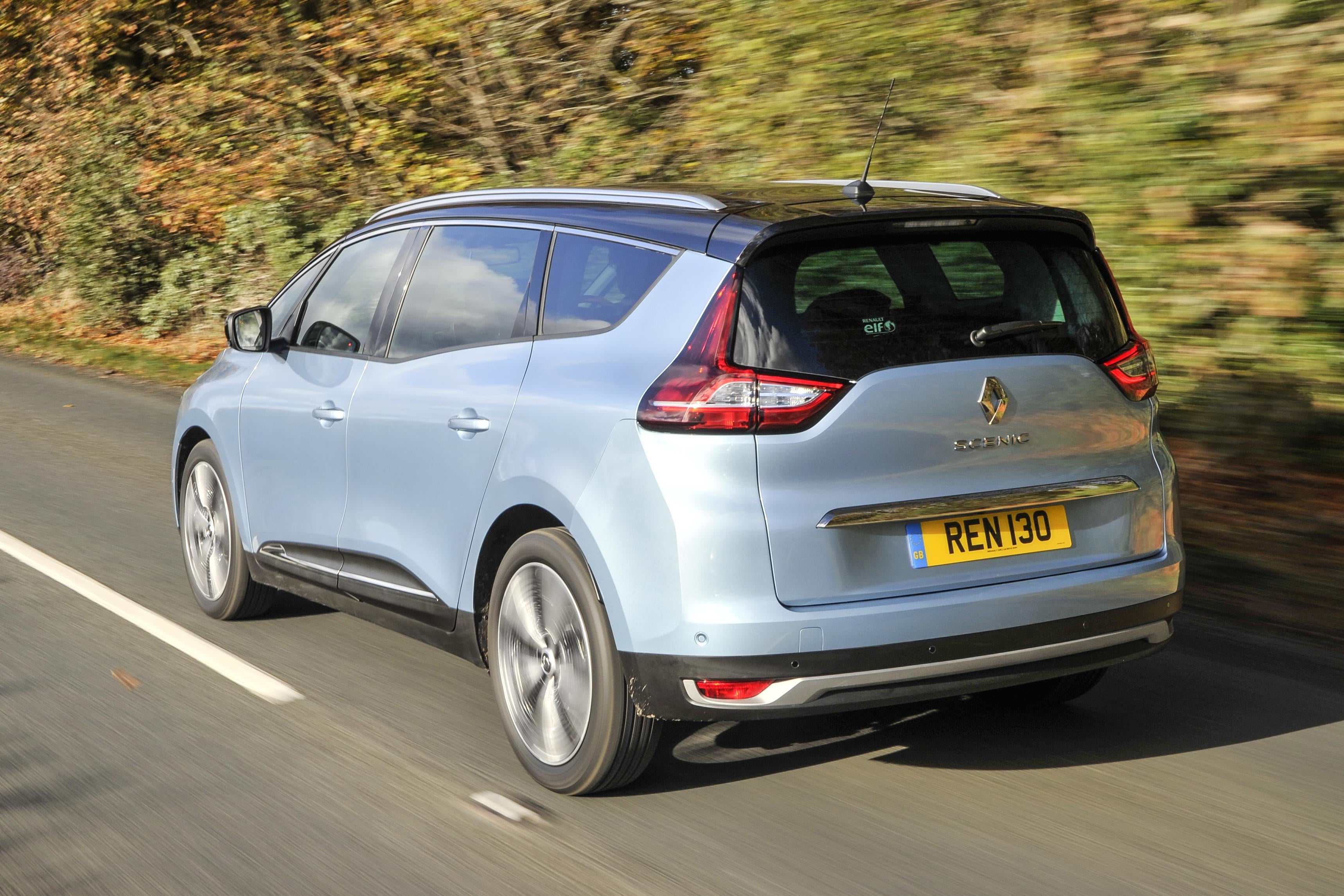 Renault Grand Scenic (2016-2020) Review: exterior rear three quarter photo of the Renault Grand Scenic on the road