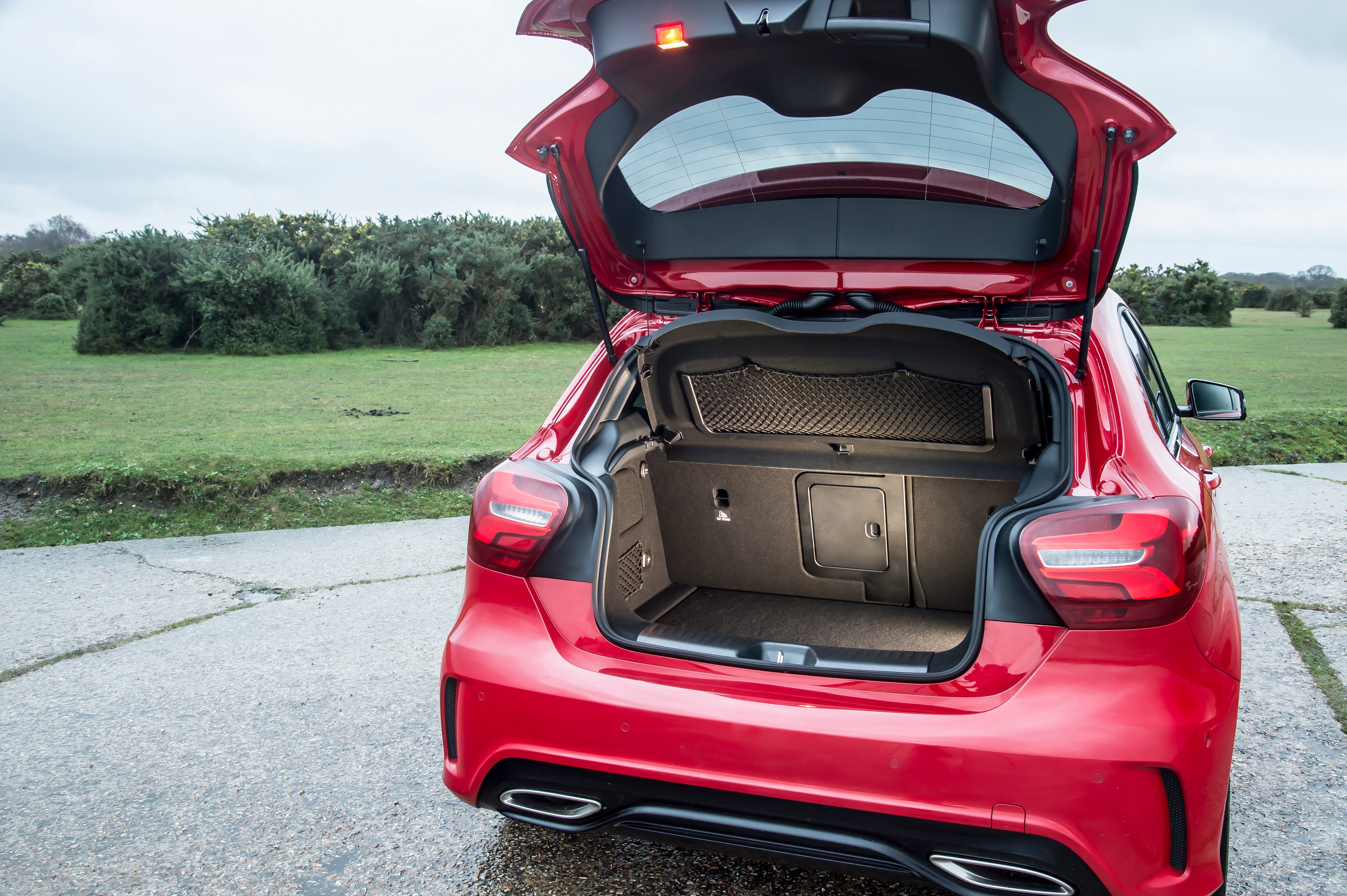 Mercedes A-Class (2012-2018) Review: Interior close up photo of the Mercedes-Benz A-Class boot space