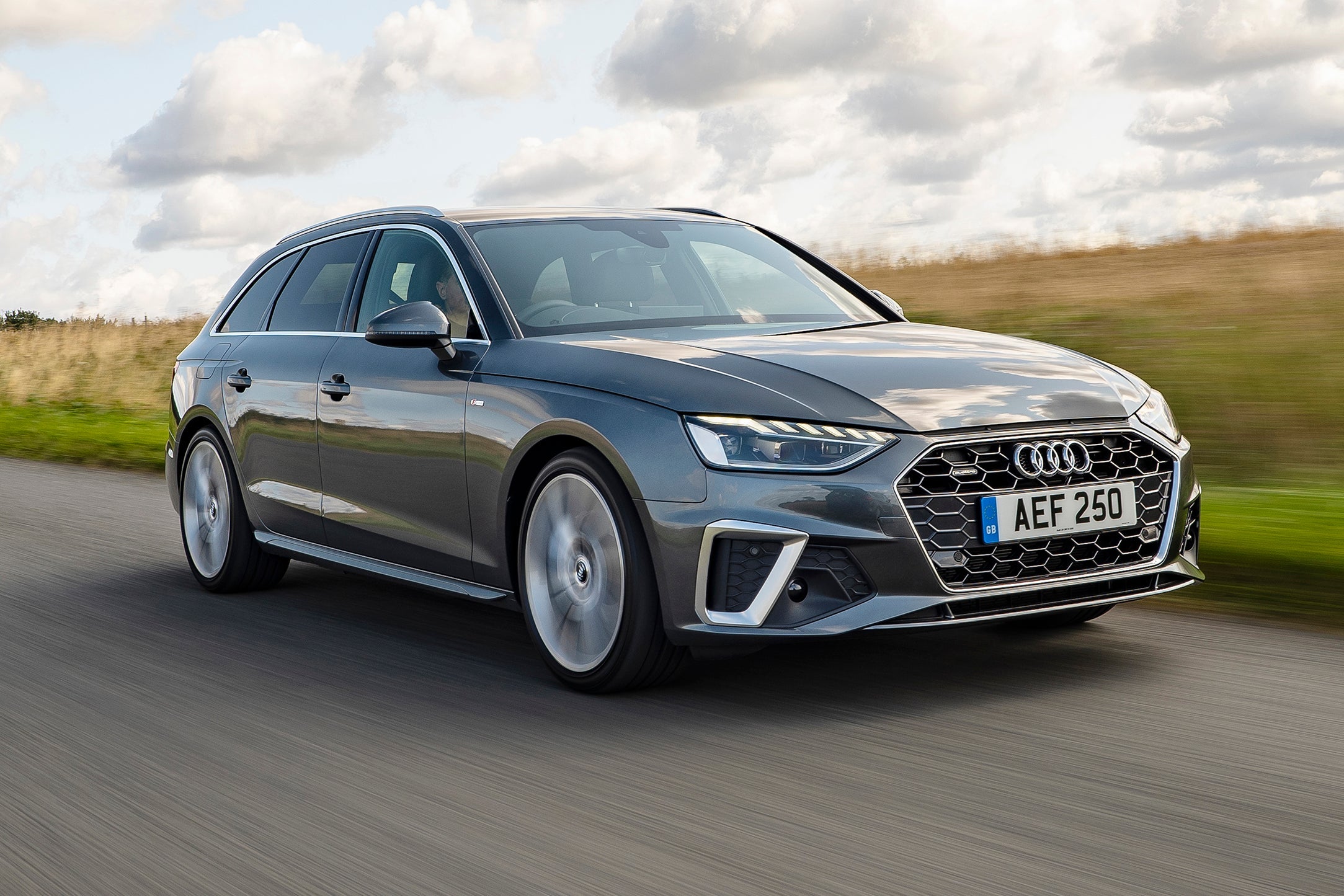 Audi A4 Avant (2015-2025) Review: exterior front three quarter photo of the Audi A4 Avant on the road 