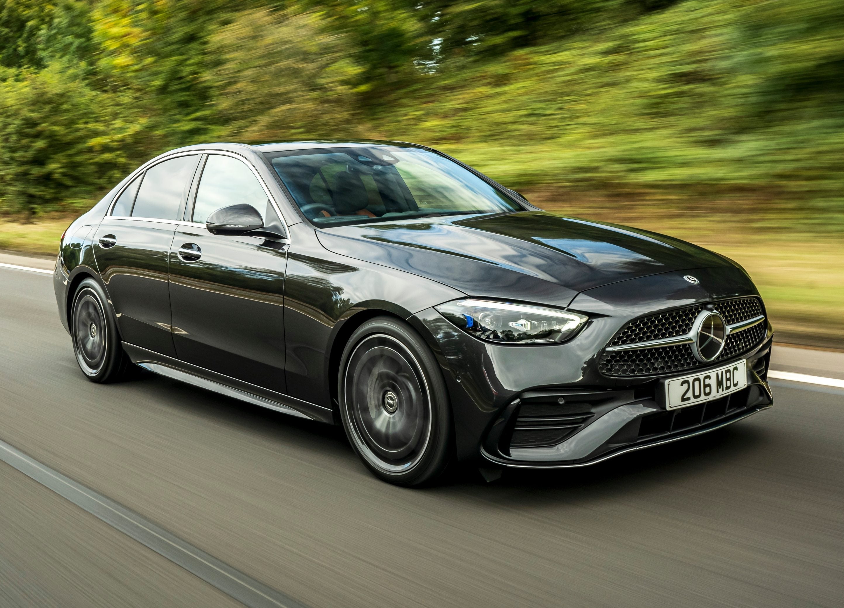 Mercedes-Benz C-Class Review 2024: exterior front three quarter photo of the Mercedes-Benz C-Class on the road