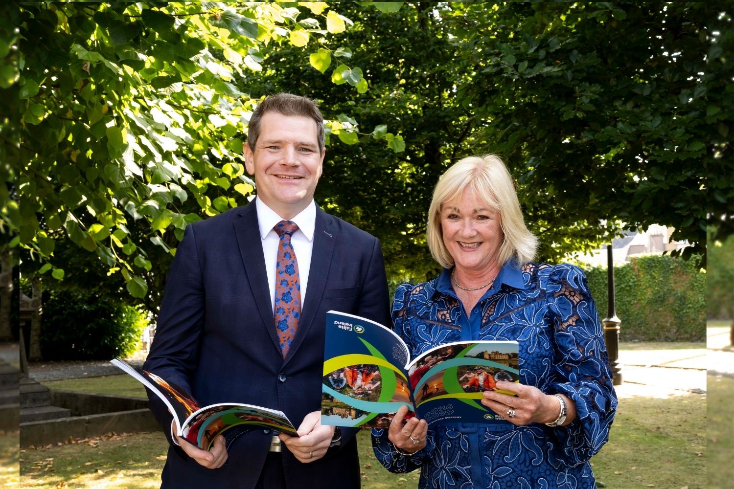Minister for Enterprise, Tourism and Employment, Peter Burke TD, and Ruth Andrews, Chairperson of the Fáilte Ireland Authority, at the launch of Fáilte Ireland's Corporate Strategy 2026–2029.