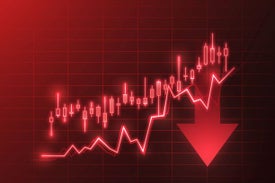 inflacja, wykres spadających indeksów, spadek gospodarczy