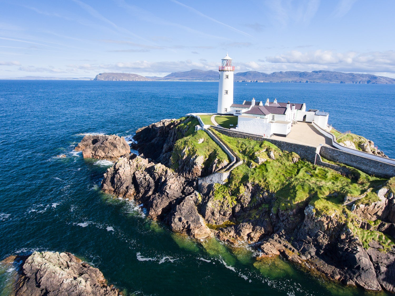 Aerial image of Fanad Lighthouse in County Donegal.