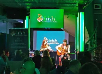 Irish Songs and Stories musicians on stage