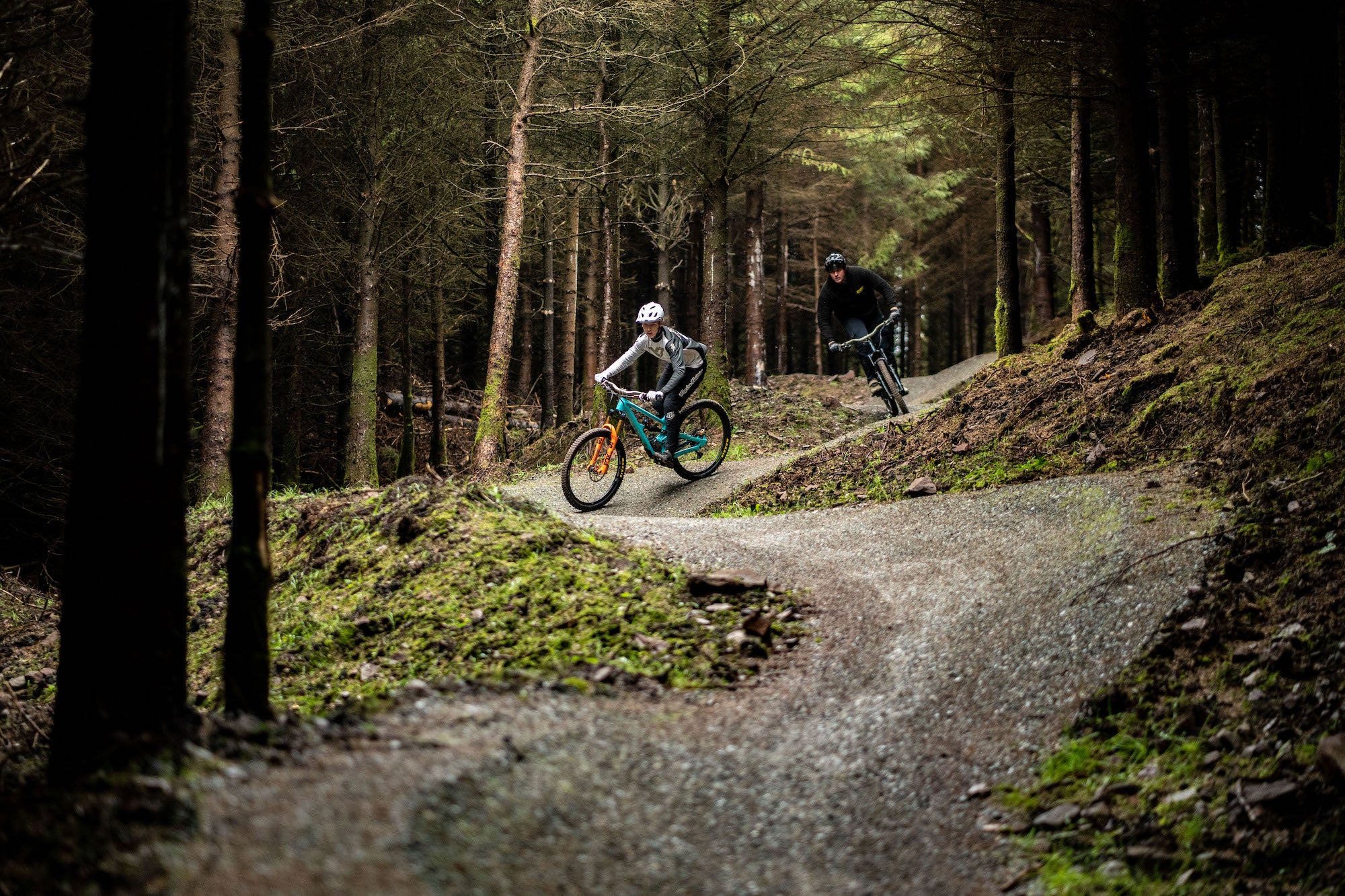 Two people mountain biking in the Ballyhoura Mountains in County Limerick