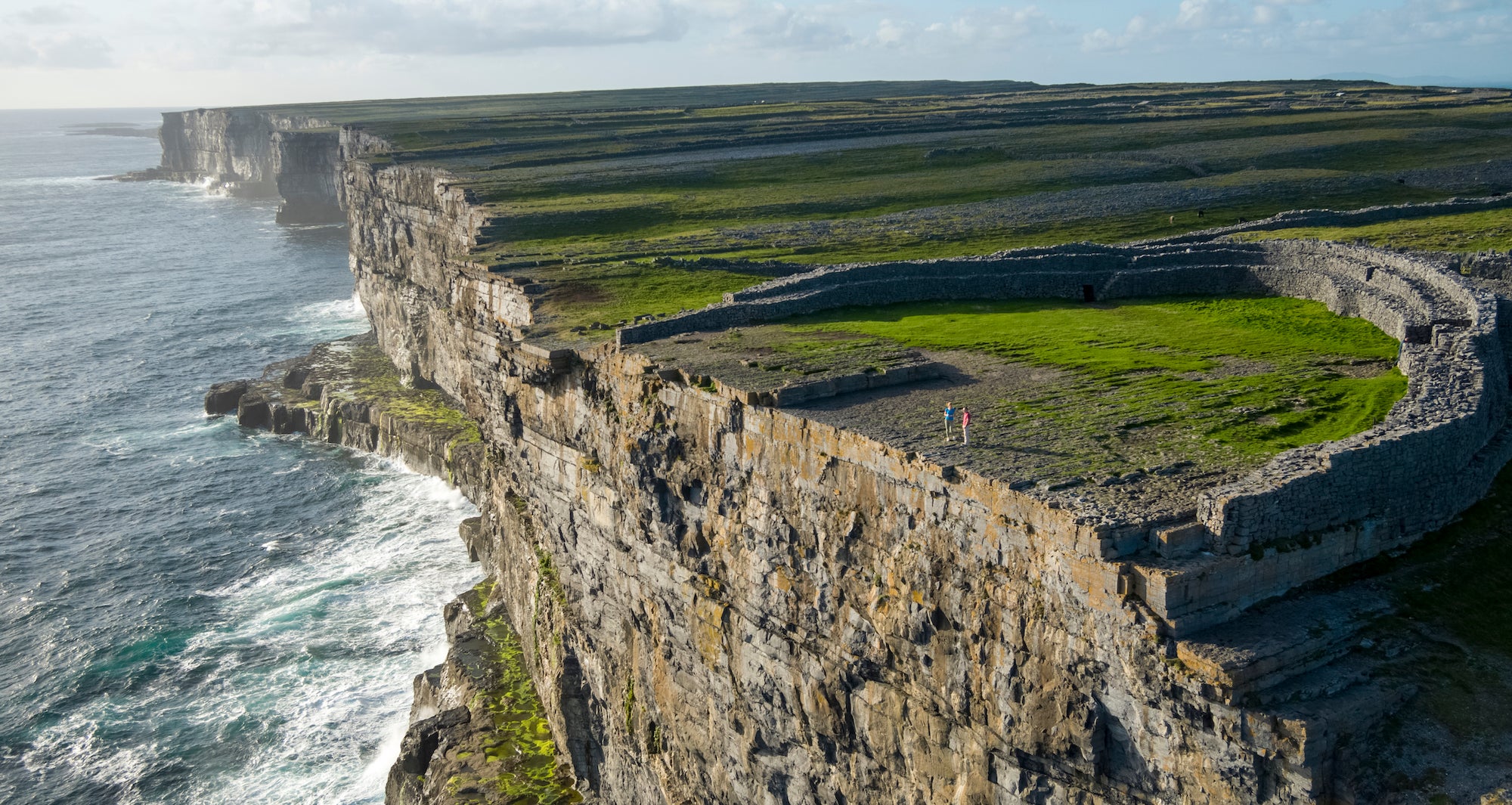 Aerial image of Dun Aengus in Inis Mór in County Galway.