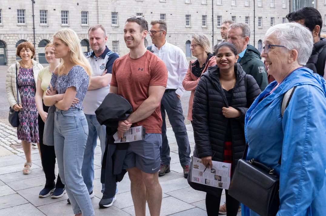 A tour group in Clarke Square, Collins Barracks