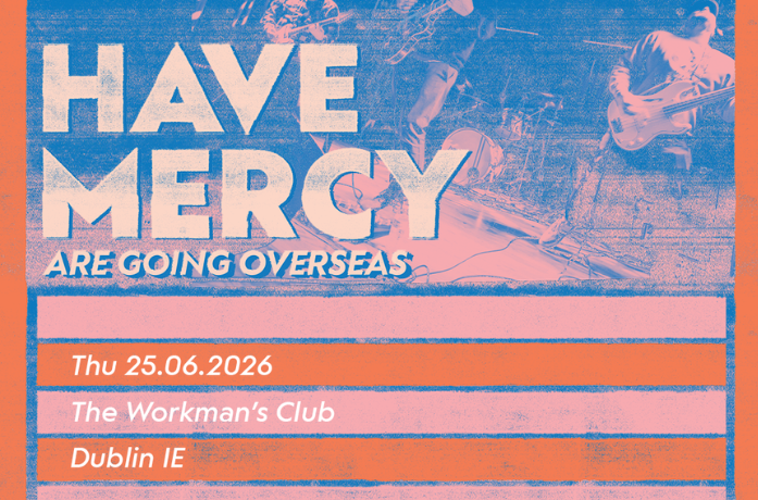 Poster in pale blue, pink and orange for Have Mercy