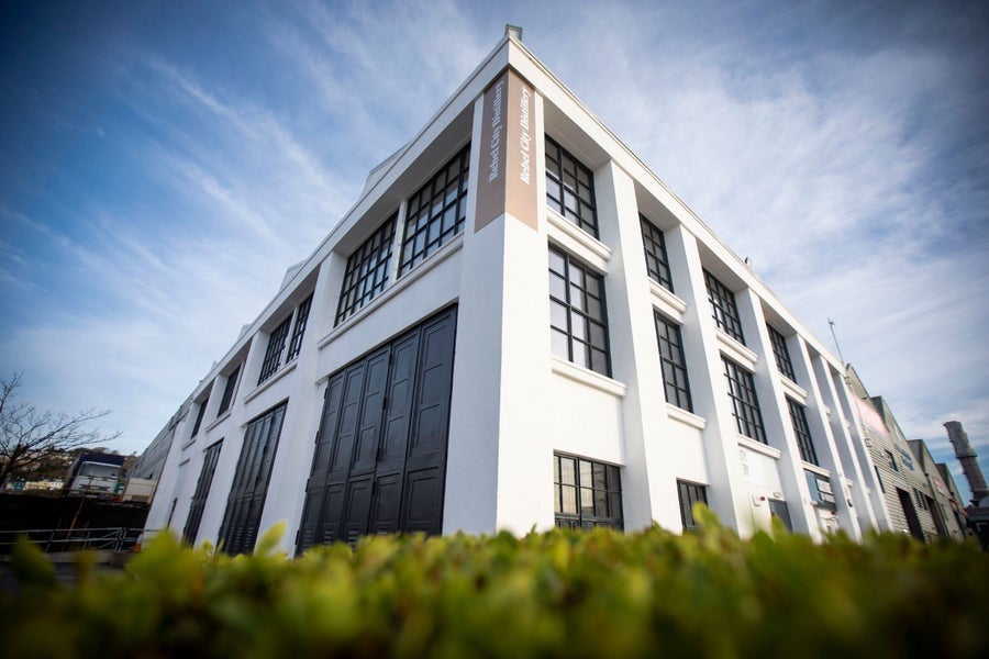 The exterior of Rebel City Distillery