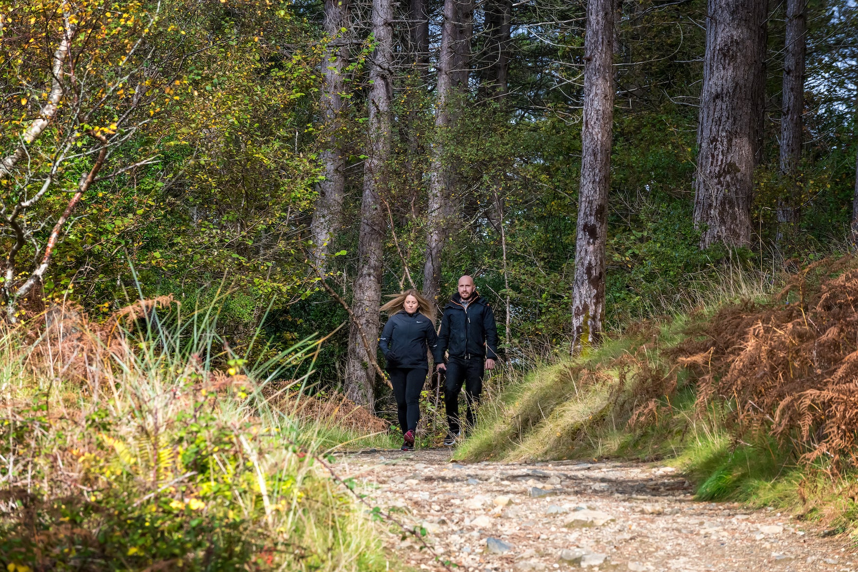 A couple walking in Ards Forest Park in Co Donegal