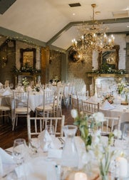 A view of the wedding reception room at Wright's Anglers Rest
