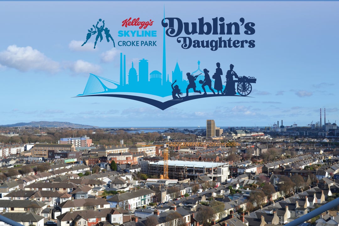 Kellogg’s Skyline Tour – Dublin’s Daughters! A view of roofs over a city on a bright day.