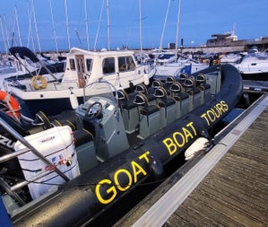 Goat Boat Tours view of the boat at the dock