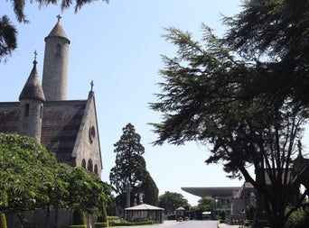 An image of the exterior of O'Connell tower with the museum in the background
