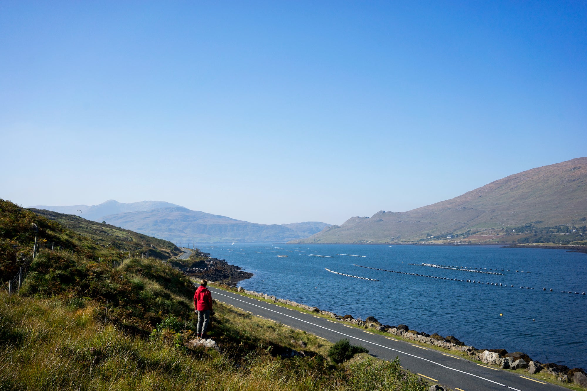 A hiker at Killary Harbour in County Mayo