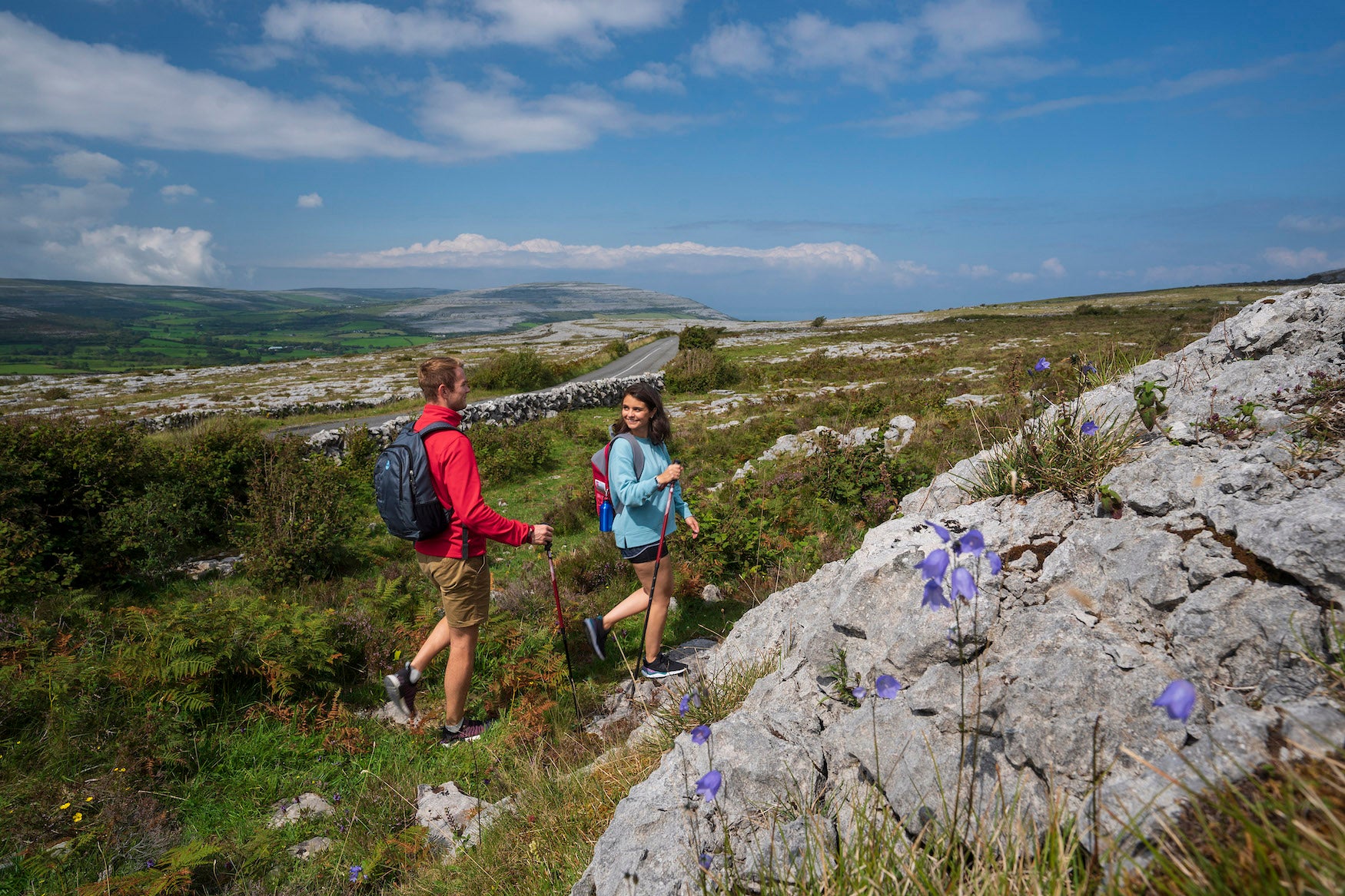 People hiking in the Burren in Co Clare