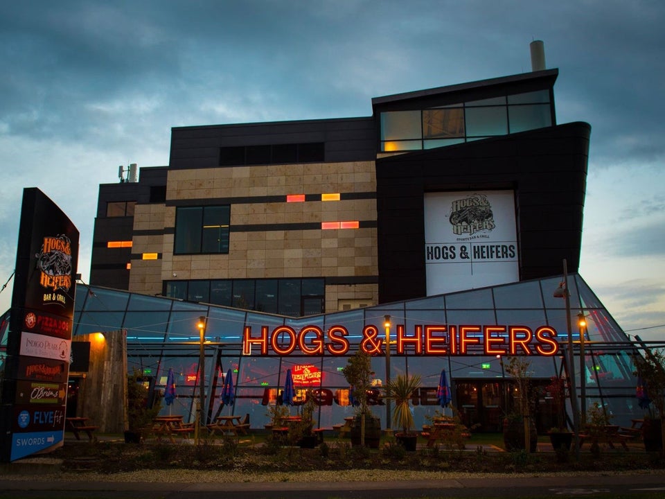 The exterior view of Hogs and Heifers restaurant  