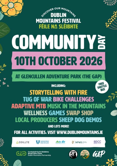 Community Day at Glencullen Adventure Park, October 10th, 14:00 to 17:00.