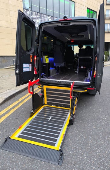 A taxi wheelchair accessible manual ramp with Dublin Wheelchair Taxis