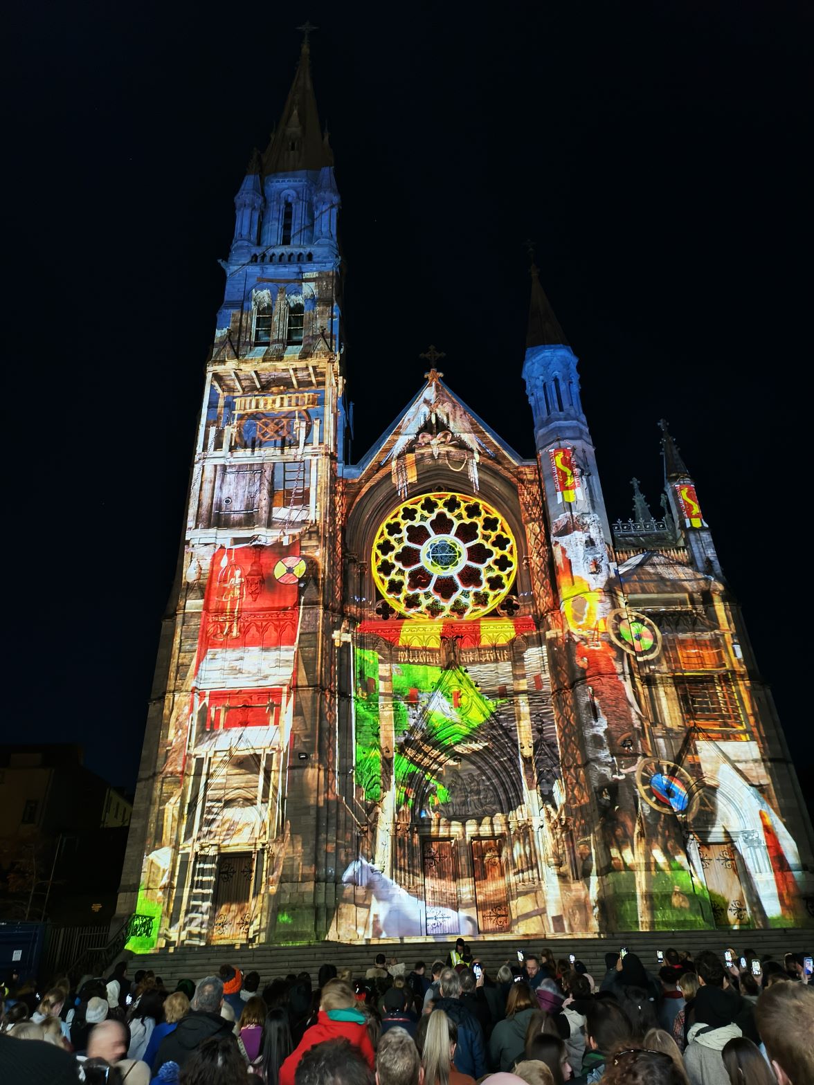 An animation projected onto St Peters Church