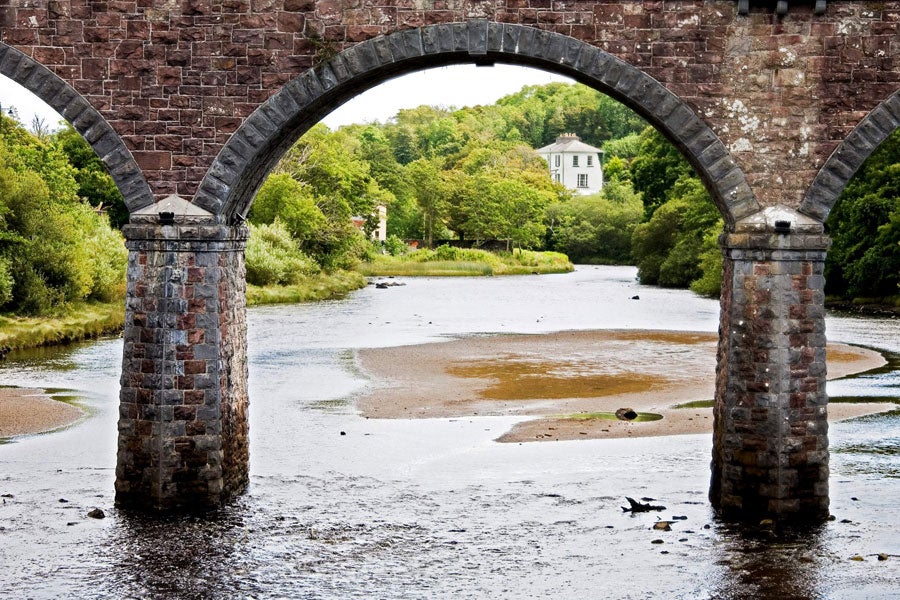 A close up of one of the seven arches of Newport Railway Viaduct in County Mayo