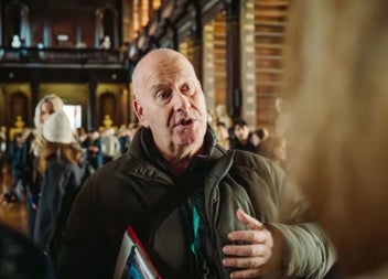 Walks Tours guide in the library at Trinity College