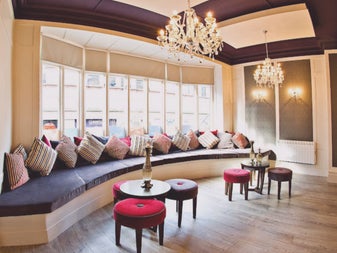 A view of the seating area at The Buff Day Spa