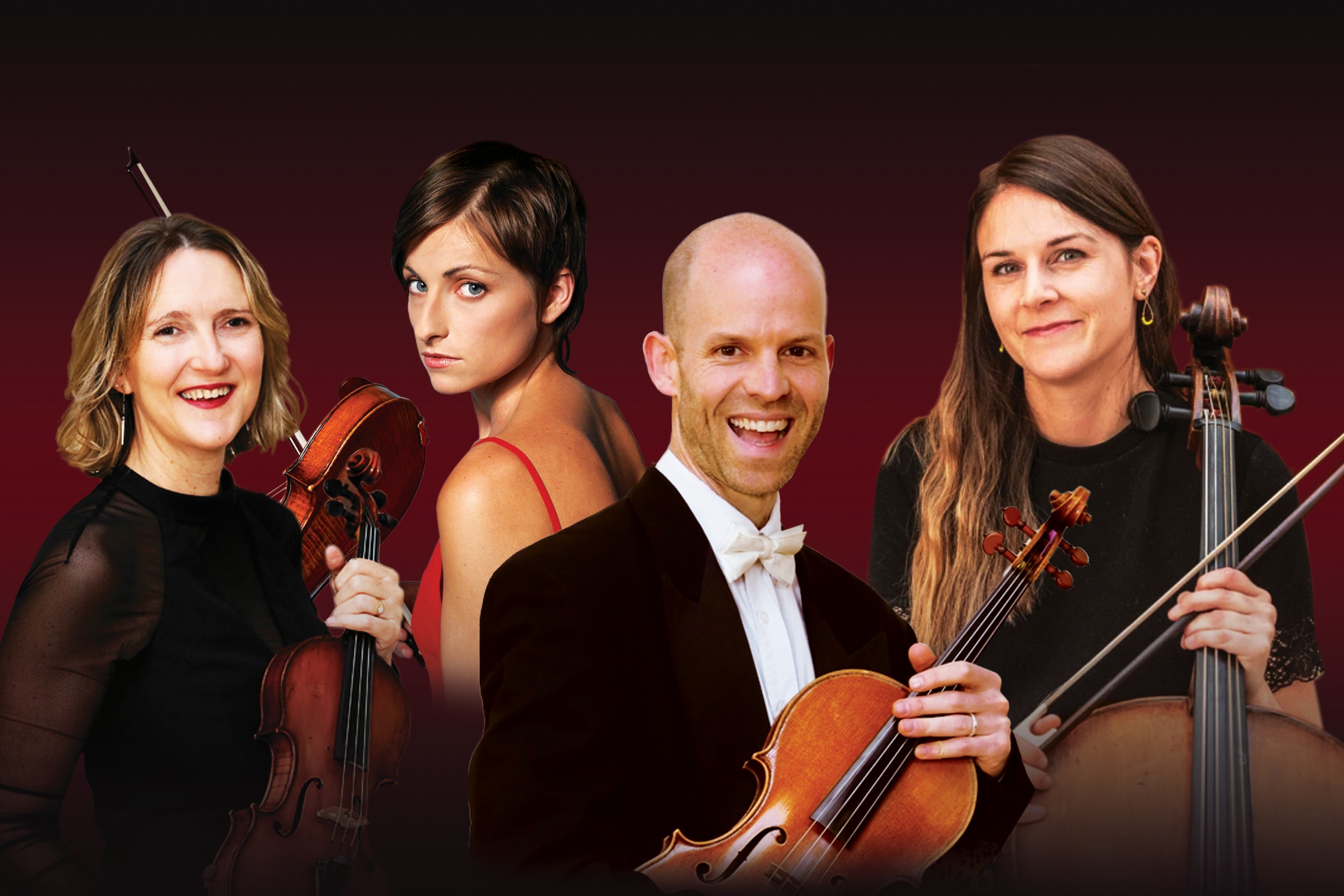 The members of the Lumiere Quartet with their instruments.