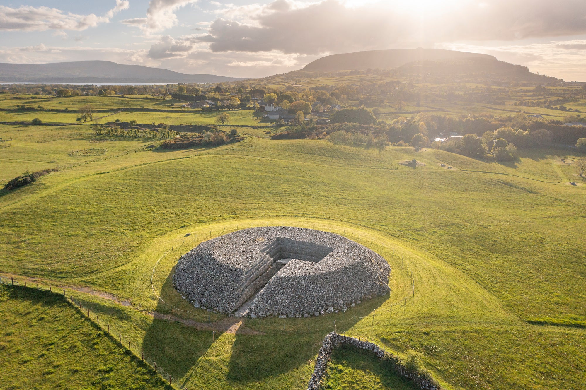 Aerial image of Carrowmore Megalithic Cemetery in County Sligo