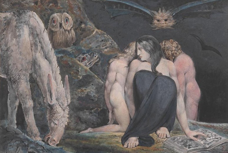William Blake, The Night of Enitharmon’s Joy (formerly called ‘Hecate’), c. 1795. Tate, Presented by W. Graham Robertson 1939. Photo: Tate.