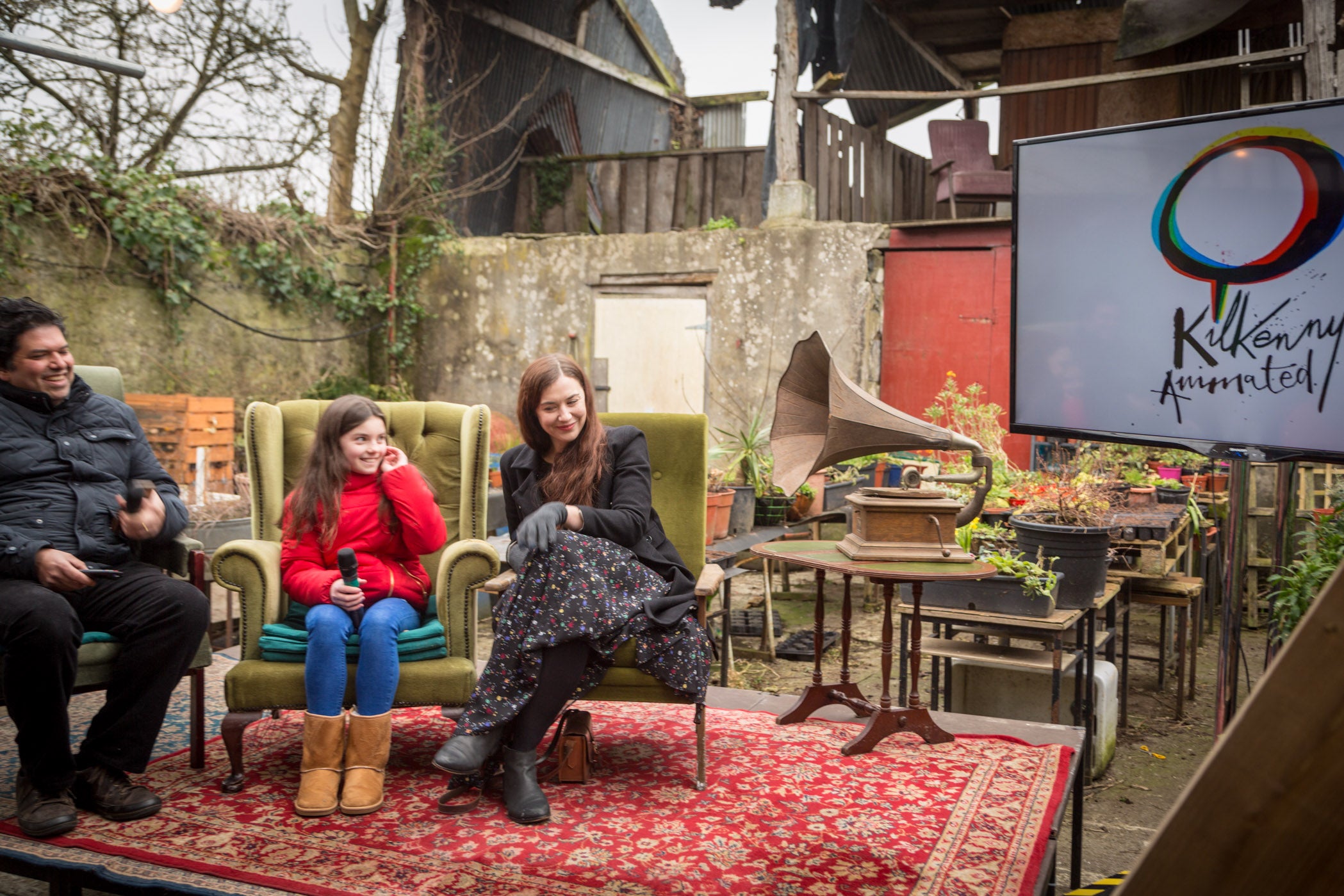 Two adults and a child at Kilkenny Animated Festival