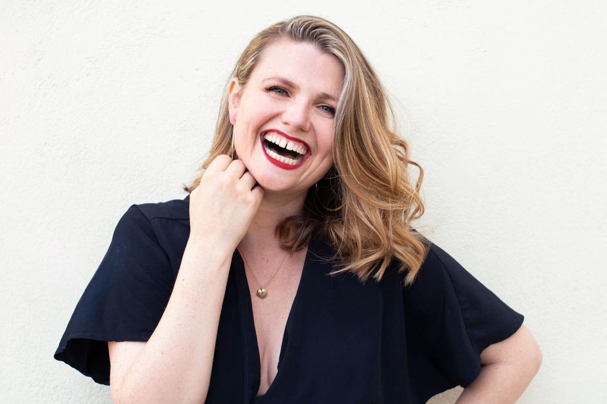 RTÉ CO Present: Marilyn Monroe 100, singer Katie Birtill laughing.