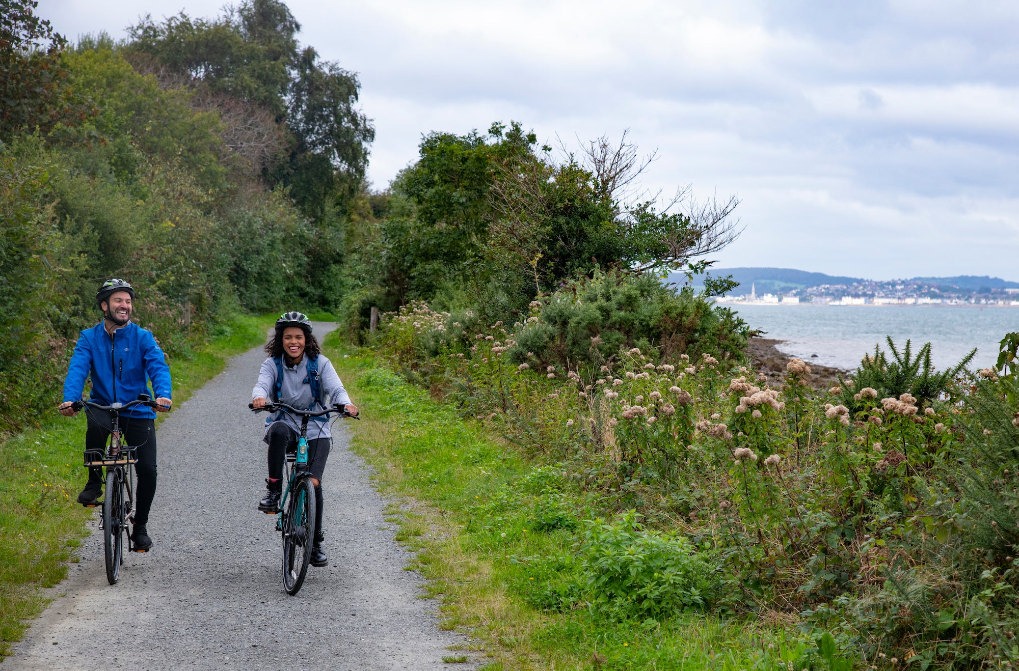 A couple cycling the Carlingford Greenway in Louth
