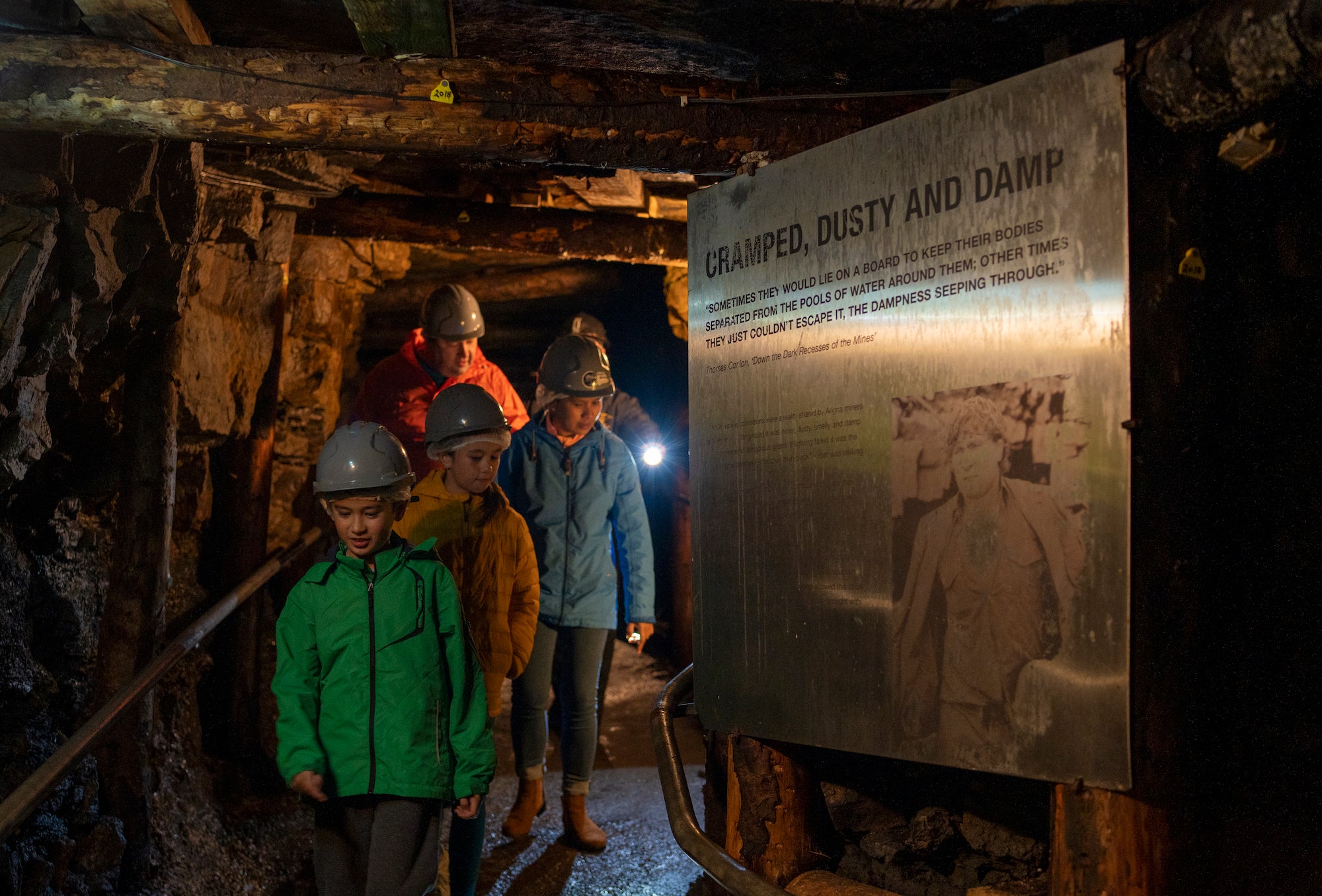 A family on the Arigna Mining Experience Tour in Co Roscommon
