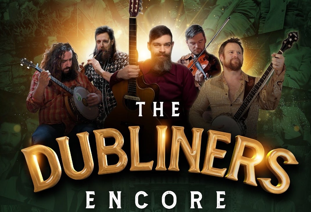 Line of 5 musicians with their instruments.