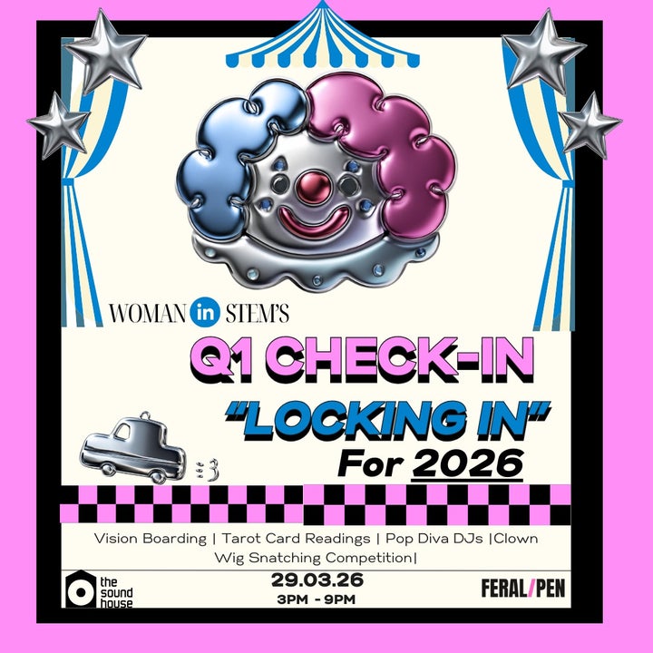 Event information for Woman in Stem's Q1 check in on the 29th March 2026 in square format