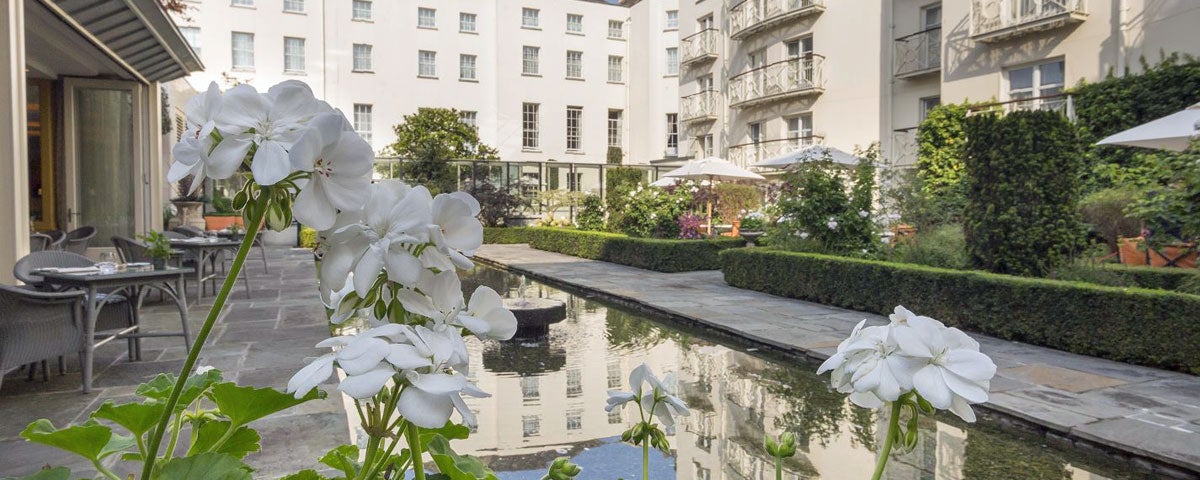The Merrion Hotel gardens and patio area