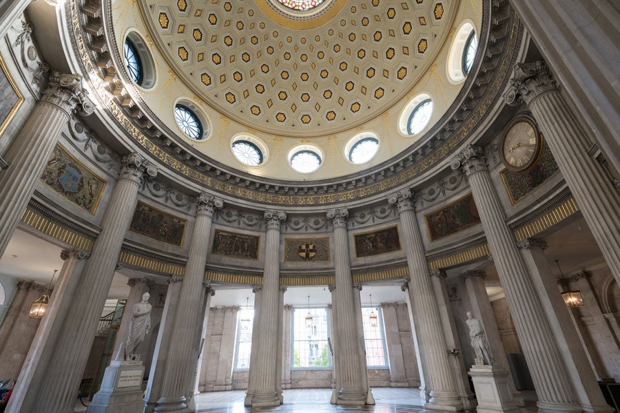 Rotunda at Dublin City Hall with domed gold gilded ceiling
