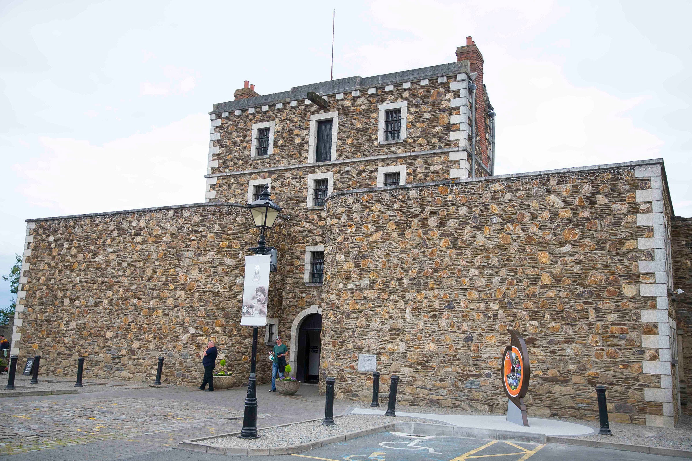 Tall stone walls at the entrance to Wicklow Historic Gaol