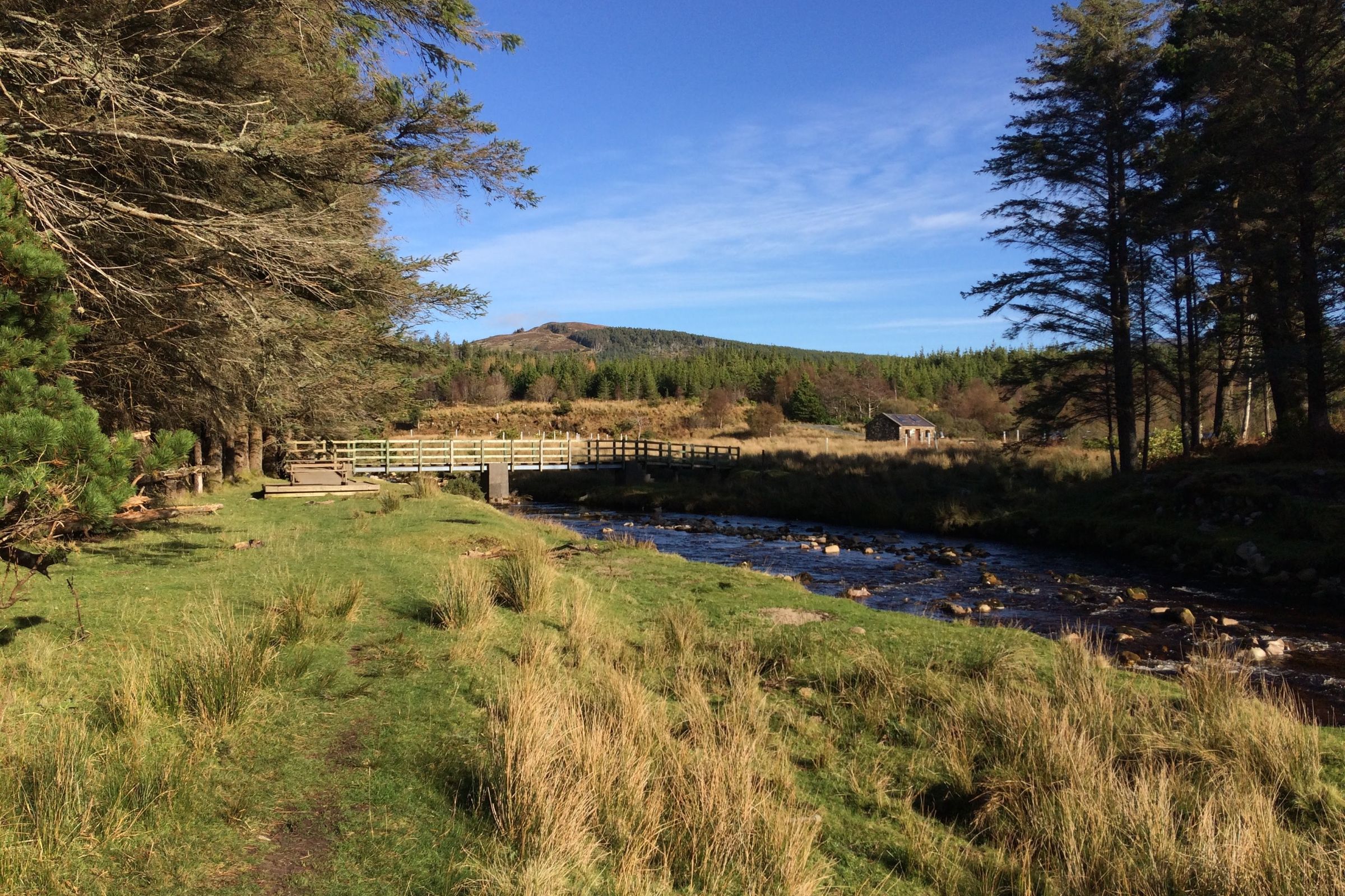 River, forest and mountains in Wild Nephin Ballycroy National Park, County Mayo
