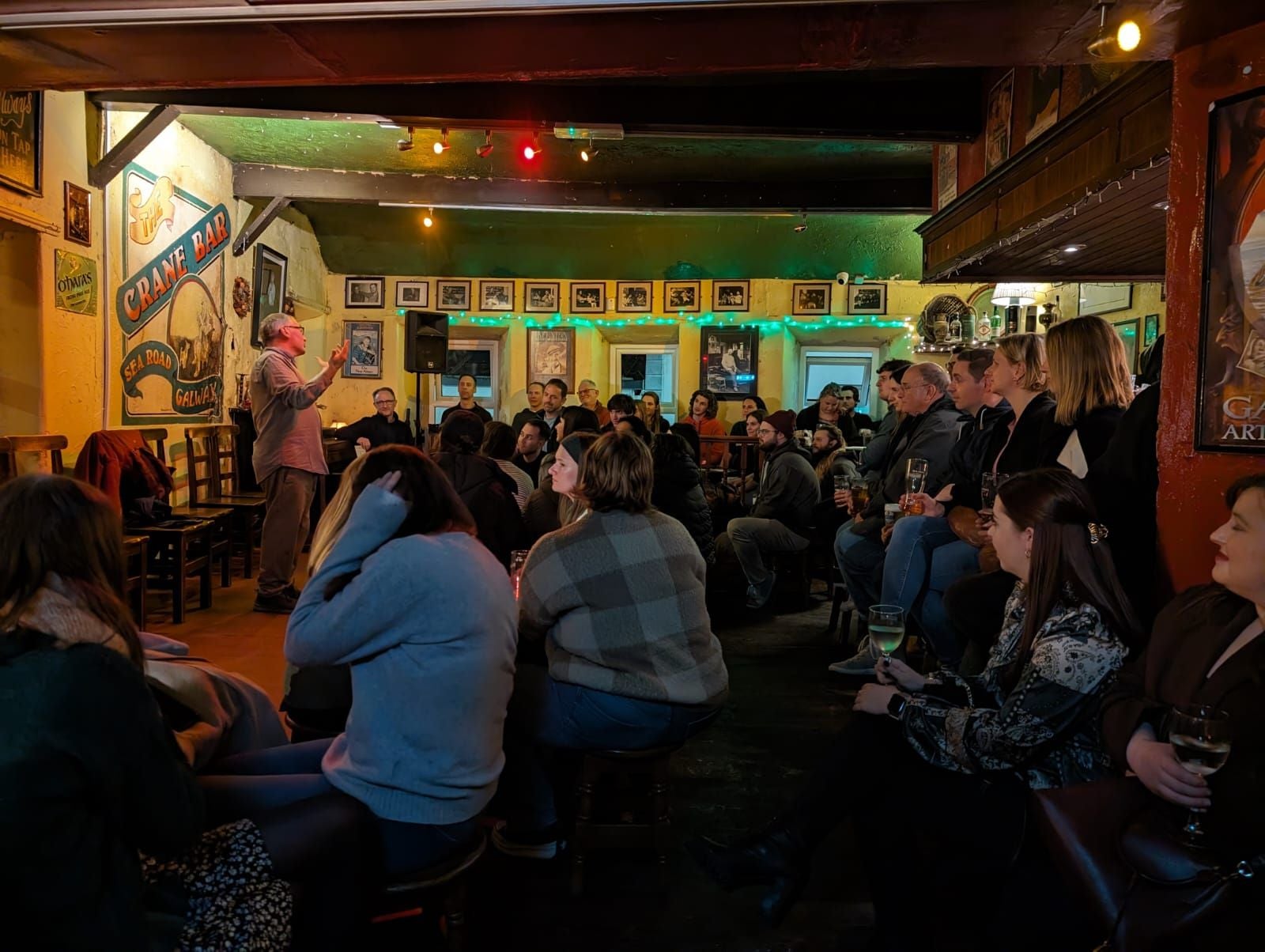 An audience enjoying a performance of Celtic Tales at The Crane Bar
